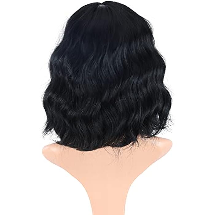 DILLARDS Volanqi Short Black Wavy Wigs For Women Synthetic Wavy Wigs With Bangs Daily Use Wigs Cosplay Wigs (Black-1B#) - Image 5